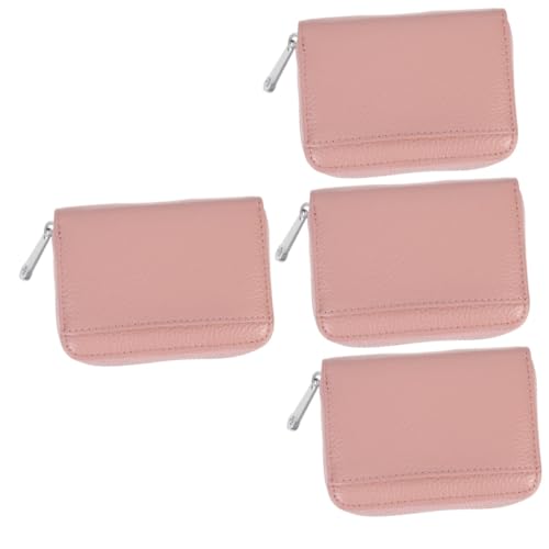 SHERCHPRY 4 Stück Kartenhalter Credit Card Holder visitenkarten Halterung für Kartenset id Badge Holder Japanischer Stil kleine Karte Anti-Diebstahl-Bürste Geldbörse Klipp Rindsleder Rosa von SHERCHPRY