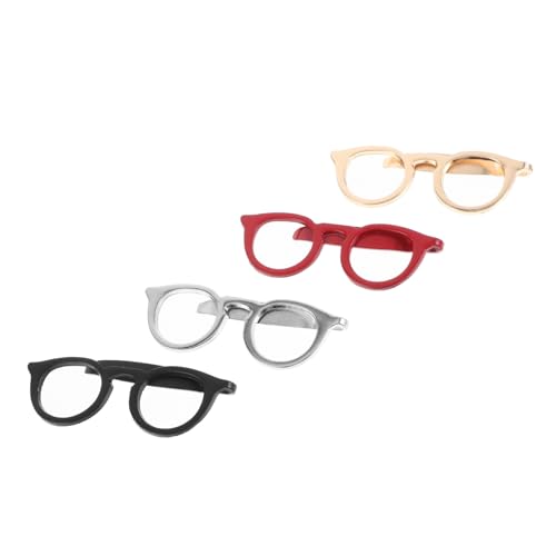 SHERCHPRY 4 Stück Krawattenklammern Herren Teilig mit Brillendesign Edelstahl Tie Clips für Anzug Business Hochzeit Party Flach Poliert und Komfortabel Passend für Krawattengrößen von SHERCHPRY