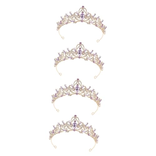 SHERCHPRY 4 Stück Krone silberne Ohrringe baumeln Brautkopfschmuck für die Hochzeit Hochzeitsdekorationen Ornament Braut Kopfschmuck Braut-Tiara Kleid Kopfbedeckung Zubehör Haarschmuck von SHERCHPRY