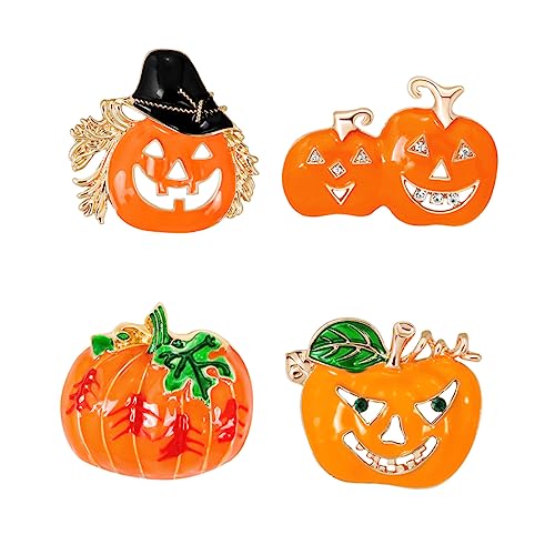 SHERCHPRY 4 Stück Kürbiskopf-corsage Pullover Broschen Legierte Ornamente Halloween-brosche Kindliches Halloween- Cartoon-bruststifte Legierungsbroschen Legierung (eisen) Orange von SHERCHPRY
