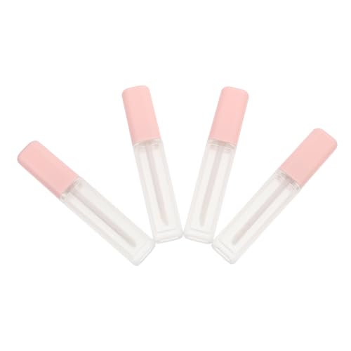 SHERCHPRY 4 Stück Leere Lip Gloss Set Quadratische Matte Kosmetikflaschen Nachfüllbare Behälter für Lippenpflege und DIY Make Up Tragbar und Leicht für Reisen Rosafarbene von SHERCHPRY