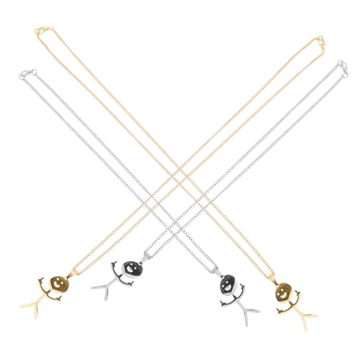 SHERCHPRY 4 Stück Lustige Doodle Halsketten aus Edelstahl Kreativer Anhänger Auffälliger Modeschmuck für Männer und Frauen Geeignet für Partys Clubs und Besondere Anlässe von SHERCHPRY