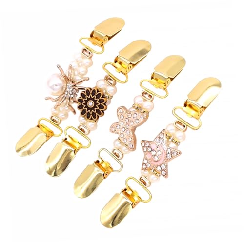 SHERCHPRY Vintage Kleidungsclips Für Frauen 4 Stück Pullover Cardigan Clips Abs Und Metall Modische Klammern Für Schal Und Kleid Elegantes Accessoire von SHERCHPRY