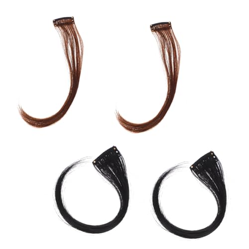 SHERCHPRY 4 Stück Perückenstück knallt Haare Lockenperücke mit künstlicher Farbe Vorderseite knallt Seitenknall-Patch für Frauen natürliche Ponyperücke Hochtemperaturdraht Schwarz von SHERCHPRY