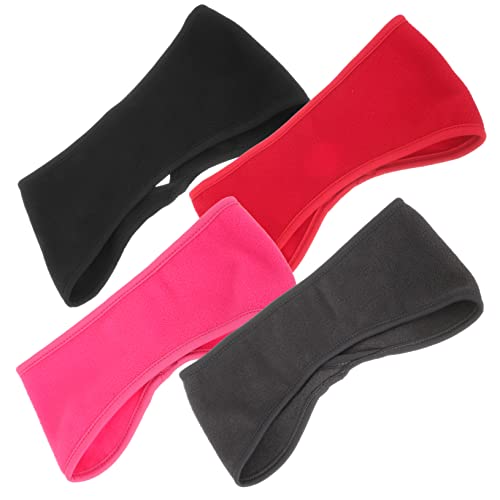 SHERCHPRY 4 Stück Polar Samt Haarband Sport Stirnband Kopftücher Für Damen Draussen Haarturbane Für Frauen Fleece-ohrenschützer Fitness Reiten Sportwaren Polarfleece von SHERCHPRY