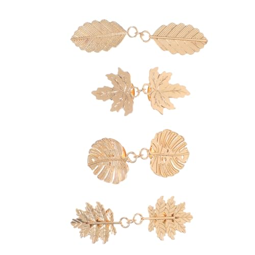 SHERCHPRY 4 Stück Retro Strickjacken Clips aus Robustem Zinklegierung Blattförmige Vintage Schal Cardigan Clips für Damen Vielseitige Schmucknadeln zur Stilvollen Kleidungsbefestigung von SHERCHPRY