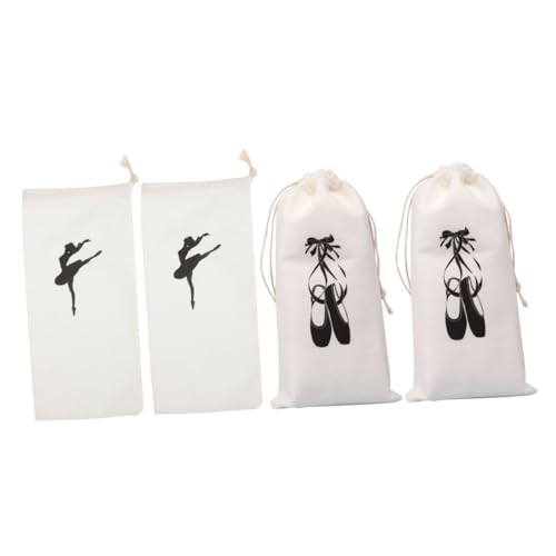 SHERCHPRY 4 Stück Teiliges Ballettschuh Aufbewahrungsset Kordelzug Tasche aus Strapazierfähigem Satin Tragbar und Waschbar Geeignet als Tanzschuh Reiseschuhbeutel für Damen und Mädchen von SHERCHPRY