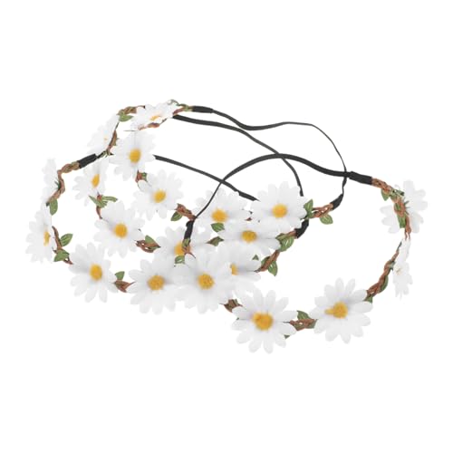 SHERCHPRY 4 Stück Teiliges Daisy Blumenkranz Haarband für Mädchen Handgefertigte Blumenkronen für Hochzeiten Urlaube und Strand Fotoshootings Eleganter Kopfschmuck mit Weißen von SHERCHPRY