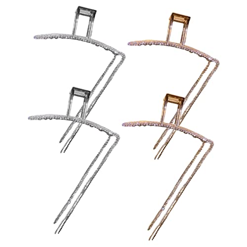 SHERCHPRY 4 Stück Teiliges Funkelnde Haarspangen mit Ketten Quasten Haarklammern aus Langlebiger Legierung Geeignet für Dünnes Haar Haarschmuckclips für Frauen und Mädchen Vielseitig für von SHERCHPRY