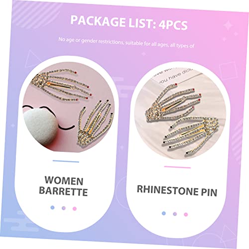 SHERCHPRY 4 Stück Teiliges Haarschmuck Skull Haarklammern mit Strass Kreative Entenschnabel Clips in Rot und Schwarz Haarspangen für Damen Vielseitig für Halloween und Alltag von SHERCHPRY