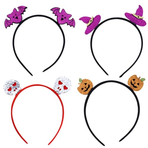 SHERCHPRY 4 Stück Teiliges Halloween Glitzer Haarband Gruselige Kopfbedeckung mit und Kürbisdesign Leichter Kunstleder Haarreif für Halloween Party und Kostüm Geeignet für Erwachsene von SHERCHPRY