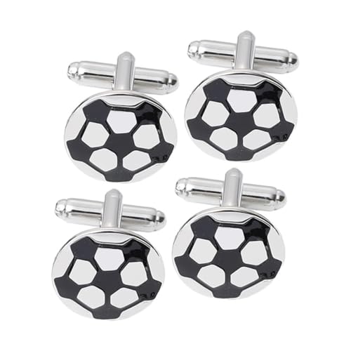 SHERCHPRY 4 Stück Teiliges Herren Fußball Manschettenknöpfe Rundes Design Sportliches Stilvolle Business Hemdknopf Accessoires für Hochzeit Party und Geschäftliche Anlässe von SHERCHPRY