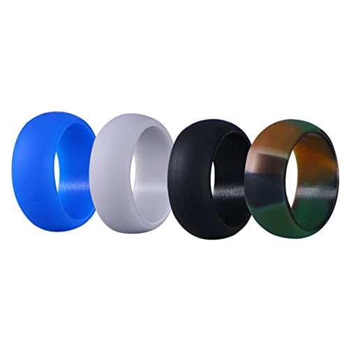 SHERCHPRY 4 Stück Teiliges Herren Silikon Ehering Flexibel Langlebig Atmungsaktiv Schwarz Camouflage Blau für Sport Outdoor Arbeit Tägliches Tragen von SHERCHPRY