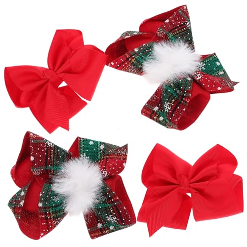 SHERCHPRY 4 Stück Teiliges Kleine Schleifen Haarspangen für Mädchen Leichte Langlebige Haarschmuck Clips in Rot für Weihnachten Partys Hochzeiten und Festliche Anlässe von SHERCHPRY