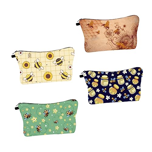 SHERCHPRY 4 Stück Teiliges Kosmetiktasche wasserdichte Multifunktionale Aufbewahrungstasche mit Buntem Bienenmuster für Reisen und Toilettenartikel für Damen von SHERCHPRY