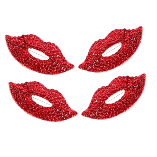 SHERCHPRY 4 Stück Teiliges Lippenbrosche mit Funkelnden Strasssteinen Zinklegierung Anstecknadeln für Damen Rutschfestes Design Vielseitig für Anzüge Kleider Schals Stilvolles Accessoire von SHERCHPRY