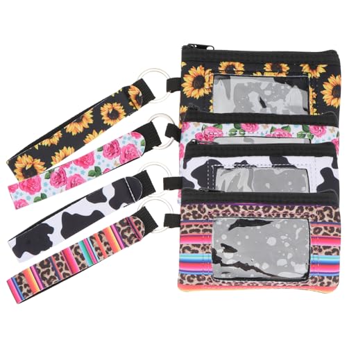 SHERCHPRY 4 Stück Teiliges Neopren Münzgeldbeutel Multifunktionale Aufbewahrungstasche für Kreditkarten und Kleingeld Leicht und Tragbar für Unterwegs und Beim Einkaufen von SHERCHPRY