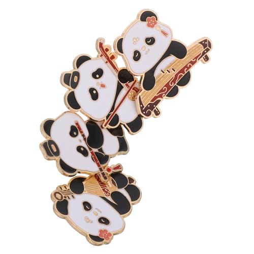 SHERCHPRY 4 Stück Teiliges Panda Emaille Anstecknadel Chinesischer Stil Metallbrosche mit Traditionellem Musikinstrument Leichter Panda Brosche für Damen Kleidung Cardigans Schals und von SHERCHPRY