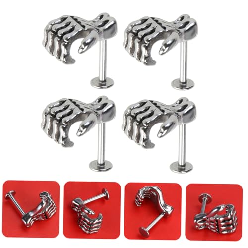 SHERCHPRY 4 Stück Teiliges Punk Skull Lip Piercing Unisex Lippen Schmuck für und Frauen Leicht Tragbar Kreatives Design für Partys Besondere Anlässe von SHERCHPRY