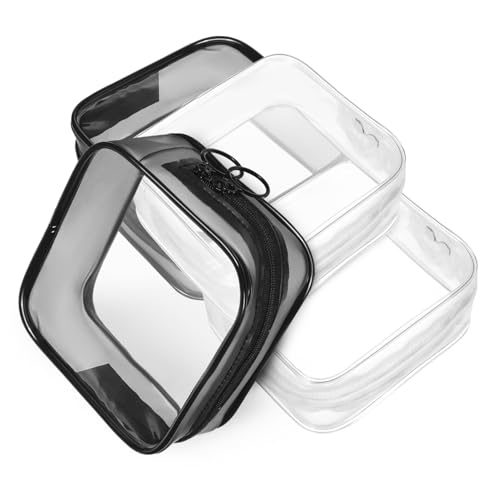 SHERCHPRY 4 Stück Teiliges Transparenter Kosmetiktaschen mit Doppeltem Reißverschluss Praktische Aufbewahrungstaschen für Make Up und Reiseutensilien und Leicht Erkennbar für Damen und von SHERCHPRY