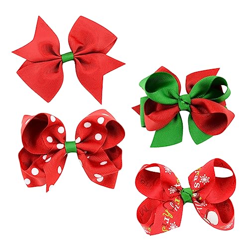 SHERCHPRY 4 Stück Teiliges Weihnachts Haarschleifen Haarklammern Schleifen Party Accessoires für Damen und Bunte Langlebige Haarnadeln Festlich Glänzend von SHERCHPRY