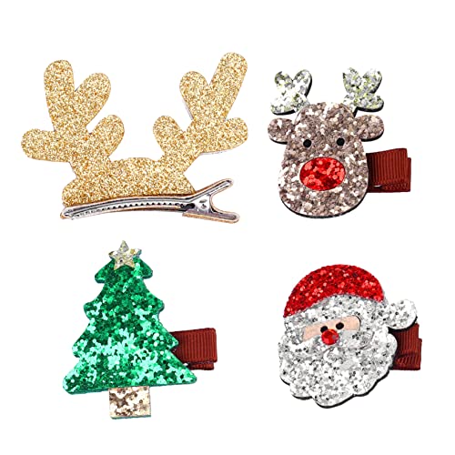 SHERCHPRY 4 Stück Teiliges Weihnachts Haarspangen für Glitzernde Xmas Haarclips mit Weihnachtsbaum und Weihnachtsmann Motiven Sichere Langlebige Haarschmuck Accessoires für Jahre Mädchen von SHERCHPRY
