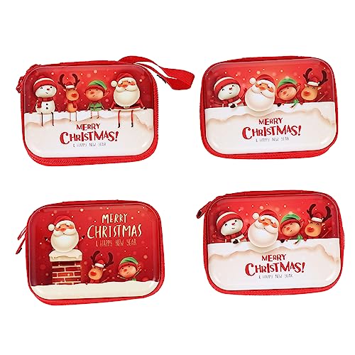 SHERCHPRY 4 Stück Teiliges Weihnachts Münzbeutel Kleine Rechteckige Ohrhörer und Wechselgeldtaschen mit Reißverschluss Langlebig und Wiederverwendbar Festliche von SHERCHPRY