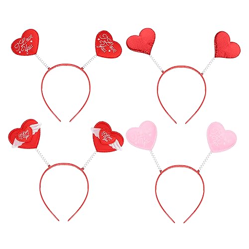 SHERCHPRY 4 Stück Valentinstag Stirnband Herz-bopper-stirnband Neujahrs-stirnband Glitzerstirnbänder Für Damen Antennenbopper Stirnbänder Schön Feder Kleidungsstücke Fräulein Mädchen Plastik von SHERCHPRY