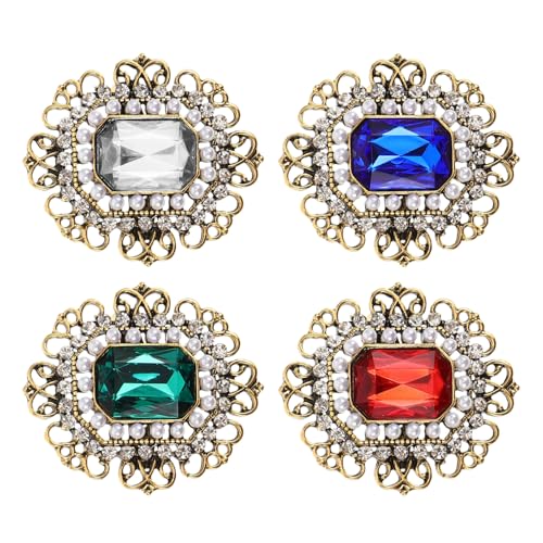 SHERCHPRY 4 Stück Vintage Broschen mit Strass und Perlen Retro Zinklegierung Schmuck für Damen Stilvolle Hochzeitsanstecker Brautschmuck und Festtagsaccessoires von SHERCHPRY