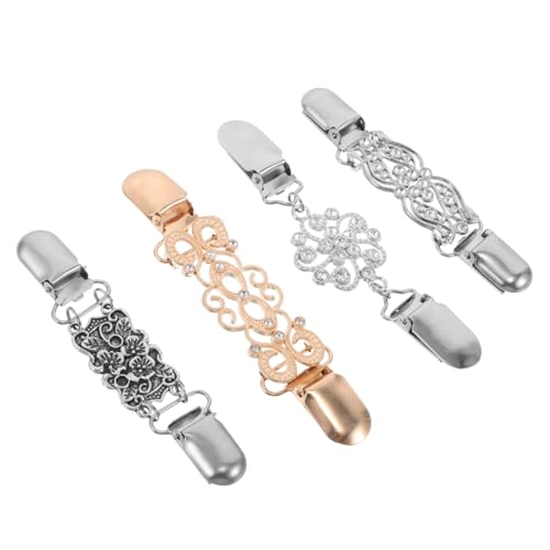SHERCHPRY 4 Stück Vintage Cardigan Clips Strickjackenhalter mit Funkelnden Strasssteinen Stabile Legierungsklammern für Sicheren Sitz Europäischer Stil Modische Schal Kleider-clips für Damen von SHERCHPRY