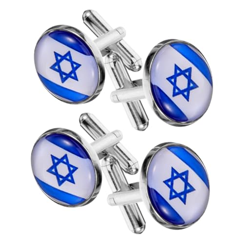 SHERCHPRY 4stücke Israel Flagge Manschettenknöpfe Für Hemd Ärmel Hochglanzpolierte Metallknöpfe Als Kleidungsaccessoire Für Herrenanzüge Und Uniformen von SHERCHPRY