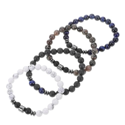 SHERCHPRY 4stücke Naturstein Armband Mit Runden Kristallperlen Elastisches Stretch-armband Für Männer Und Frauen Minimalistisches Mit Polierter Oberfläche Geeignet Als von SHERCHPRY