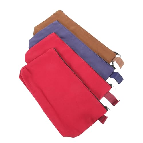 SHERCHPRY 4stücke Federmäppchen Canvas Tragbare Kosmetiktaschen Mit Reißverschluss Für Stifte Schreibwaren Und Kosmetik in Rot Braun Und Blau von SHERCHPRY
