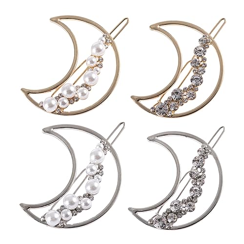 SHERCHPRY 4stücke Mond Haarspangen Hohlhaarnadeln Damen Haarschmuck Mond Kopfschmuck Perle Strass Haar Clips Für Alltag Party Hochzeit von SHERCHPRY