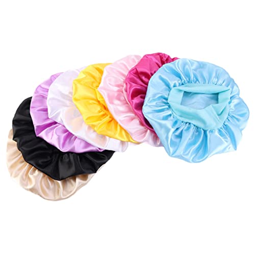SHERCHPRY 4stücke Schlafmütze Für Junge Mädchen Nachtmütze Mit Breiter Krempe Krempe Bonbonfarbe Polyester Atmungsaktiv Haarband-design Passend Für Junge Mädchen von SHERCHPRY