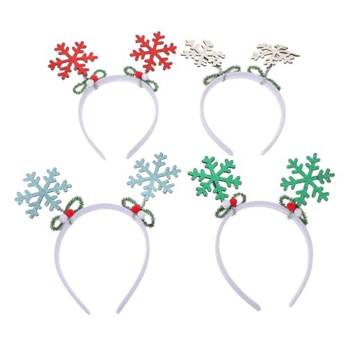 SHERCHPRY 4stücke Schneeflocken-stirnbänder Für Damen Weihnachtsstirnband Mit Glitzer Winter-party-haaraccessoires Für Frauen Weihnachtsfeiern Schneeflocken-haarband von SHERCHPRY