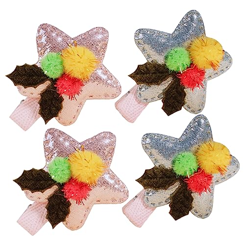 SHERCHPRY 4stücke Stern-haarspangen Für Mädchen Stern-haarnadeln -clips Haarschmuck Mit en Haar-accessoires Für Junge Mädchen Weihnachts-haarspangen Haarspangen Zum Fest von SHERCHPRY