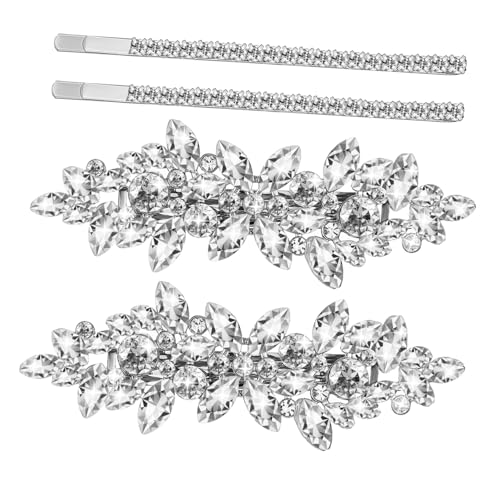 SHERCHPRY 4stücke Strass Haarspange Silber Dekorative Haarnadeln Strass Haarklammern Hochzeit Bräute Damen Mädchen Hochzeitsschmuck Haarnadeln von SHERCHPRY