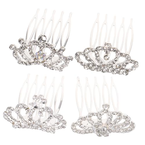 SHERCHPRY 4stücke Kronenkamm Miniatur Tiara Mädchen Strass Kopfschmuck Crown Haar Kamm Für Mädchen Party Hochzeit Frisur Accessoire von SHERCHPRY