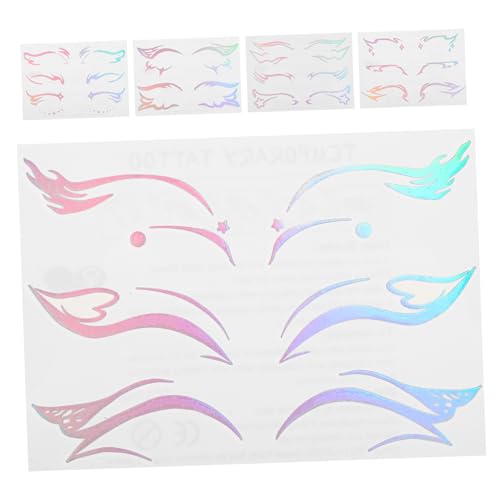 SHERCHPRY 5 Blätter Holographic Eye Make -up Aufkleber Festival Gesicht Temporärer Aufkleber Für Festival Rave Carnival Party Und Event Dekorationen von SHERCHPRY
