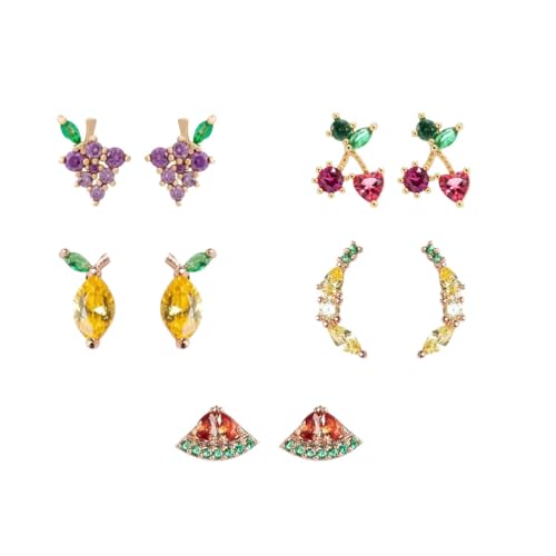 SHERCHPRY 5 Paar Obst Ohrringe modische Ohrstecker tropische Ohrringe Ohrschmuck Damen dekorative kreative Diamant Anhänger Ohrakupunktur schmücken Fräulein Kupfer SHERCHPRY 5 Paar Obst Ohrringe modische Ohrstecker tropische Ohrringe Ohrschmuck Damen dekorative kreative Diamant Anhänger Ohrakupunktur schmücken Fräulein Kupfer von SHERCHPRY