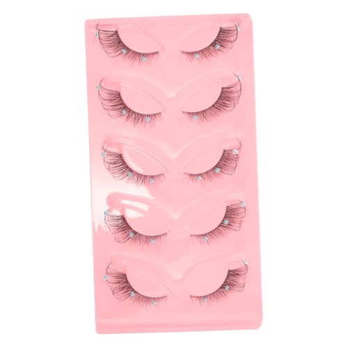 SHERCHPRY 5paare Kunstwimpern Mit Glitzer-strass-dekor Einzelne Wimpern Für Augen Make-up Wimpernbüschel Für Frauen Diy-wimpernverlängerungen Gebogene Wimpern Für Bühnenauftritte Und von SHERCHPRY