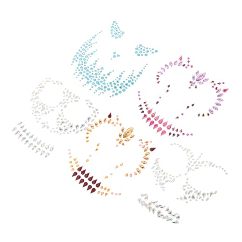 SHERCHPRY 5 Sätze Gesichtsschmuck Strasssteine Selbstklebend Gesicht Körper Juwelen Aufkleber für Halloween Festival Party Cosplay mit Verschiedenen Formen für Dekoration von SHERCHPRY