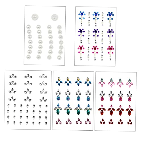 SHERCHPRY 5 Sätze Selbstklebende Acryl Gesichtssteine für Augenbrauen und Stirn Wiederverwendbare Face Rhinestones Sticker Hautfreundlich Vielseitig für Festivals Partys Hochzeiten und von SHERCHPRY