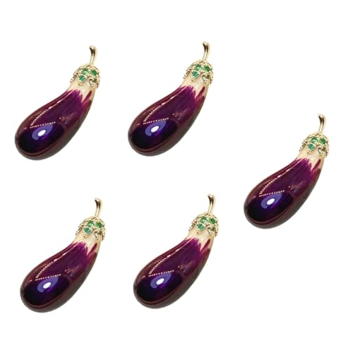 SHERCHPRY 5 Stück Auberginen-Brosche Stifte Emaille süß Cheongsam-Brosche Aubergine Anstecknadel Früchte Brosche Clip Modeschmuck für Damen Kostümschmuck Broschennadel Kupfer Violet von SHERCHPRY