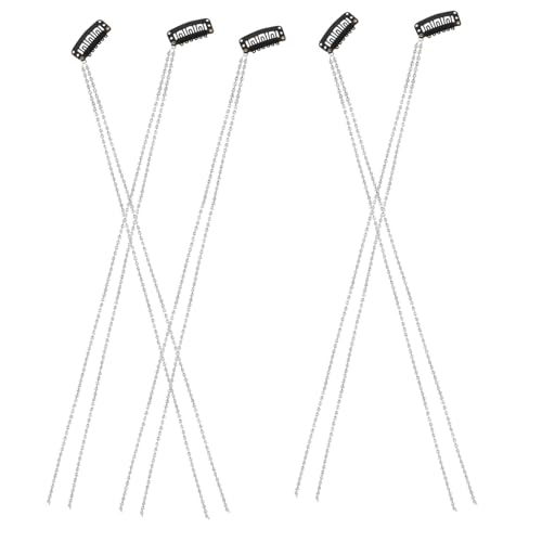 SHERCHPRY 5 Stück Blitzbohrer Kette Haarspange Metall Haarnadel Quastenkette Haarschmuck Geflochtene Haarkette Glitzernde Haarschmuck Für Frauen Große Strass Haarspangen von SHERCHPRY