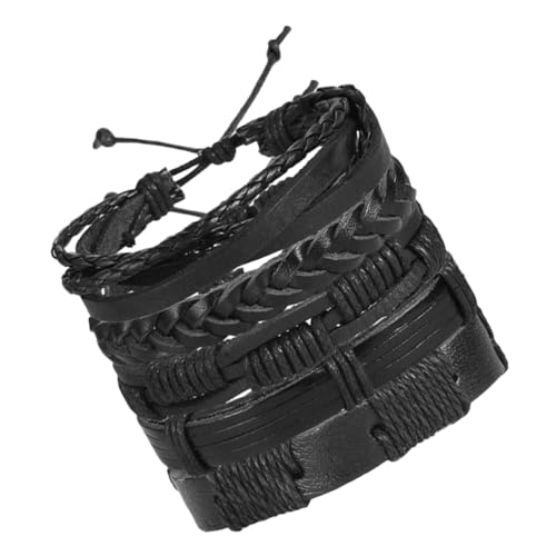 SHERCHPRY 5 Stück Retro Lederarmband für Männer Teiliges Verstellbares Geflochtenes Armband Hochwertigem Kunstleder Modisches Hand Accessoire für von SHERCHPRY