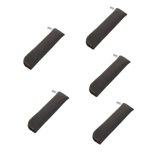 SHERCHPRY 5 Stück -Stiftspeicherbeutel für Stiftbeutel klein schützend Stifthülsen Multifunktional Stiftverpackungsbeutel Mäppchen Stifttaschen Etui Taschenstiftschutz Leder Schwarz von SHERCHPRY