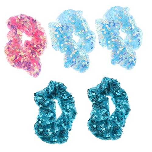 SHERCHPRY 5 Stück Teiliges Haargummi mit Bunten Pailletten Fluoreszierende Elastische Haargummis für Mädchen Glänzende Haarbänder Schonend und Dehnbar Geeignet für Alltag Zufällige Farbe von SHERCHPRY