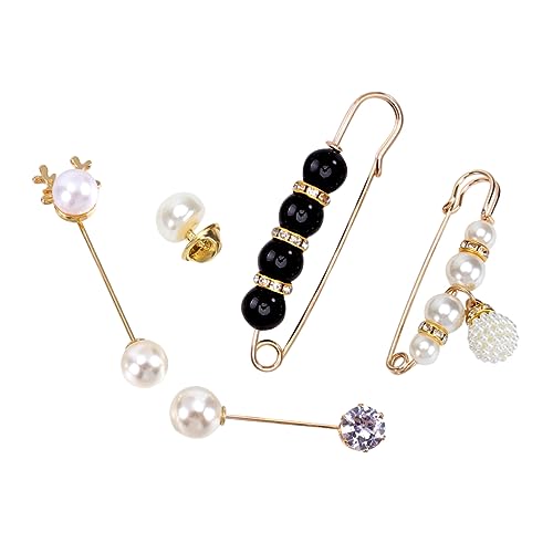 SHERCHPRY 5 Stück Teiliges Perlen Broschen Set Kreative Anstecknadeln für Damen mit Modischem Design Dekorative Schal und Cardigan Clips Vielseitige Schmuck Accessoires für Pullover und von SHERCHPRY